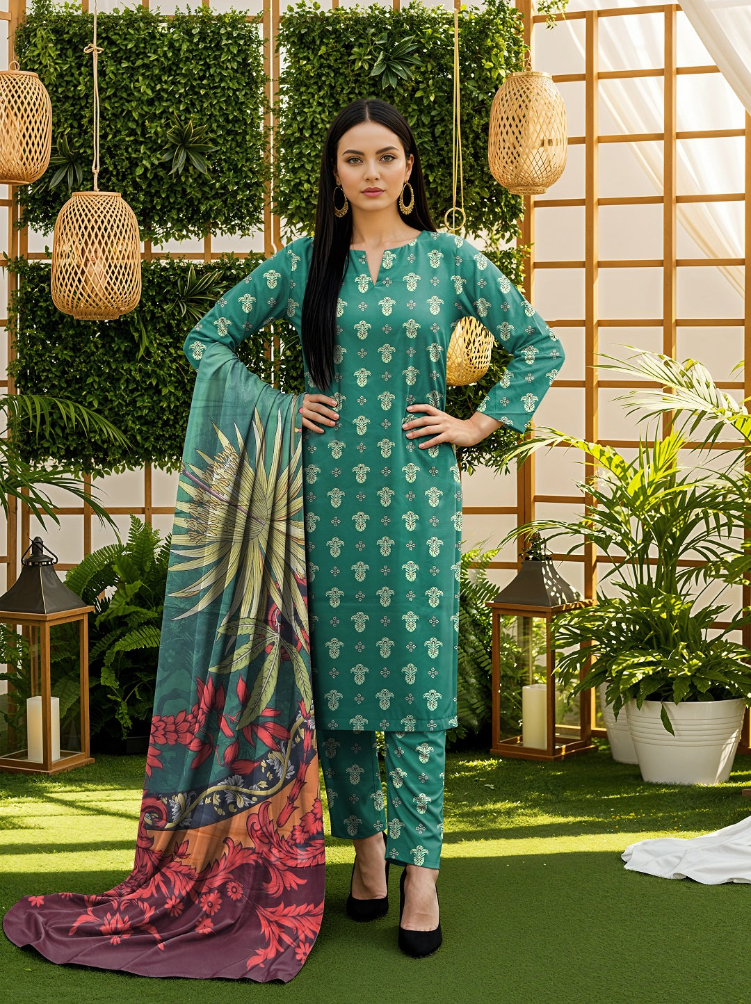 3 Pcs Lawn Unstitched Suit 529