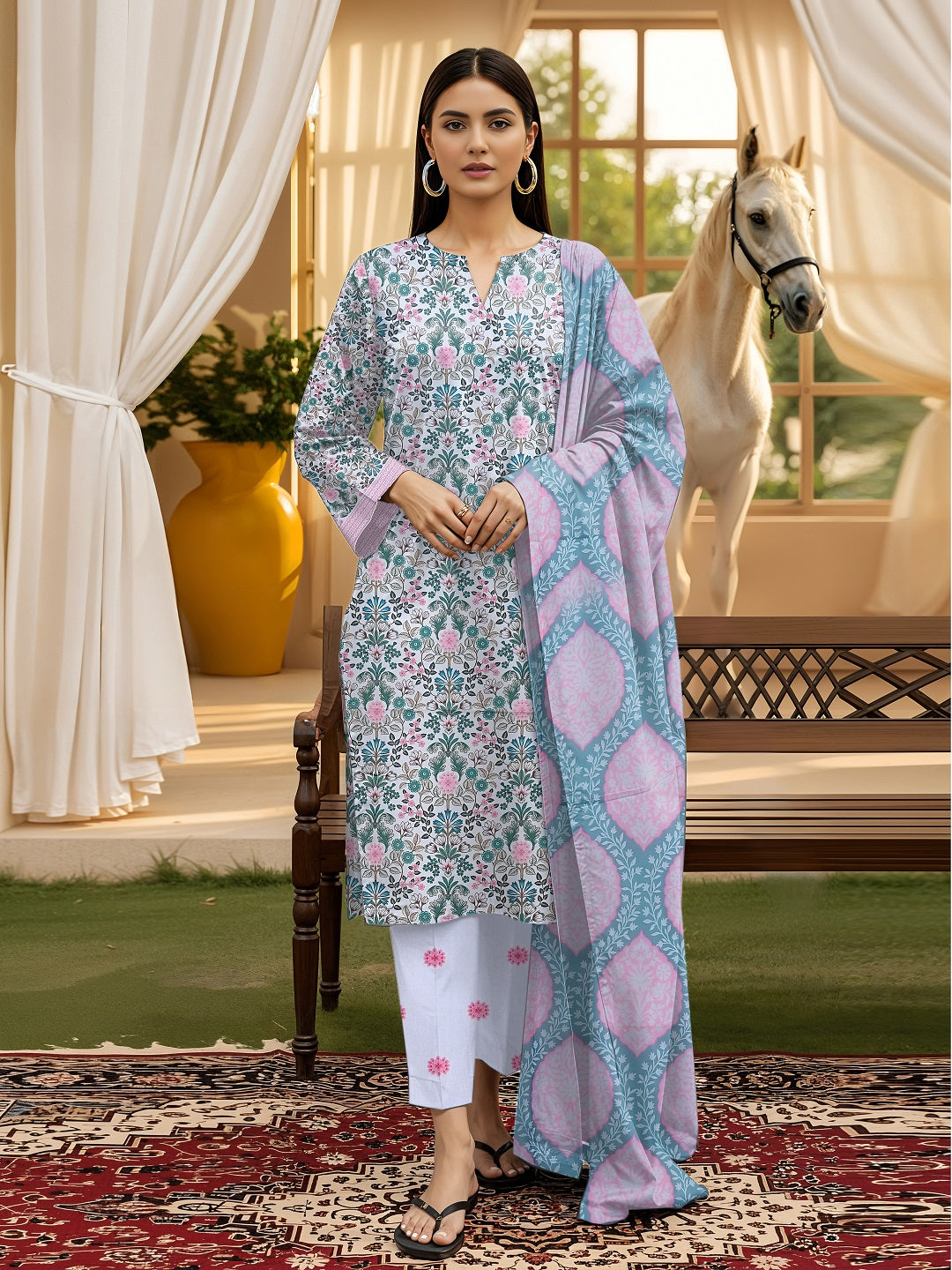 3 Pcs Lawn Unstitched Suit 502