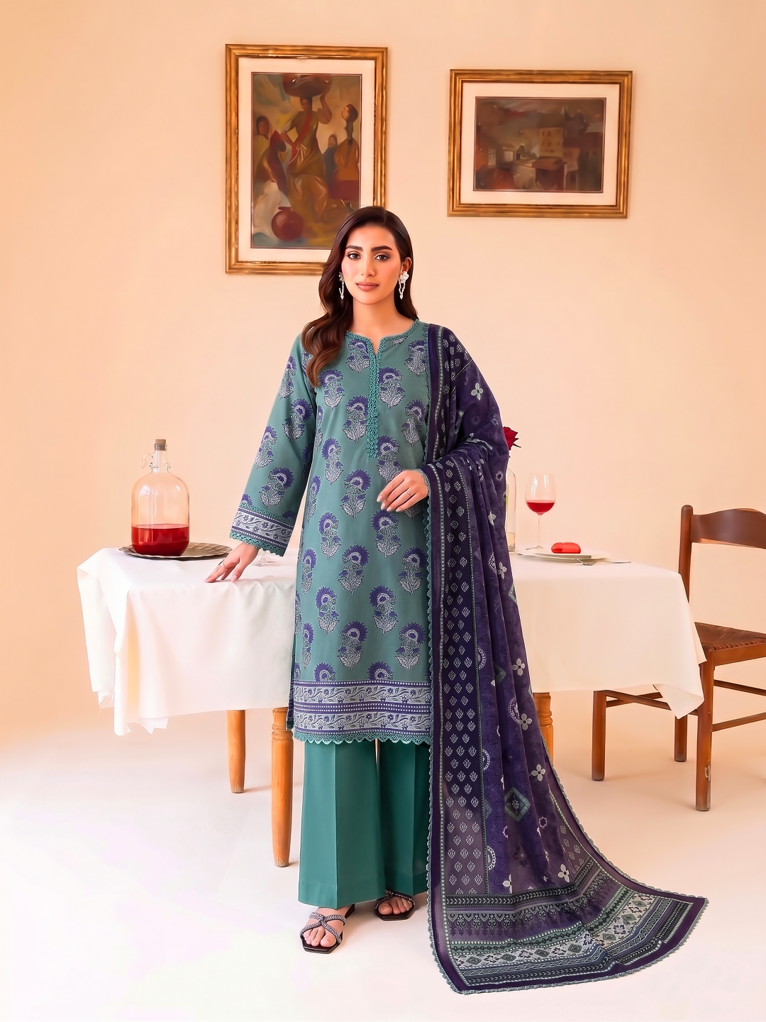 3 Pcs Lawn Unstitched Suit 566
