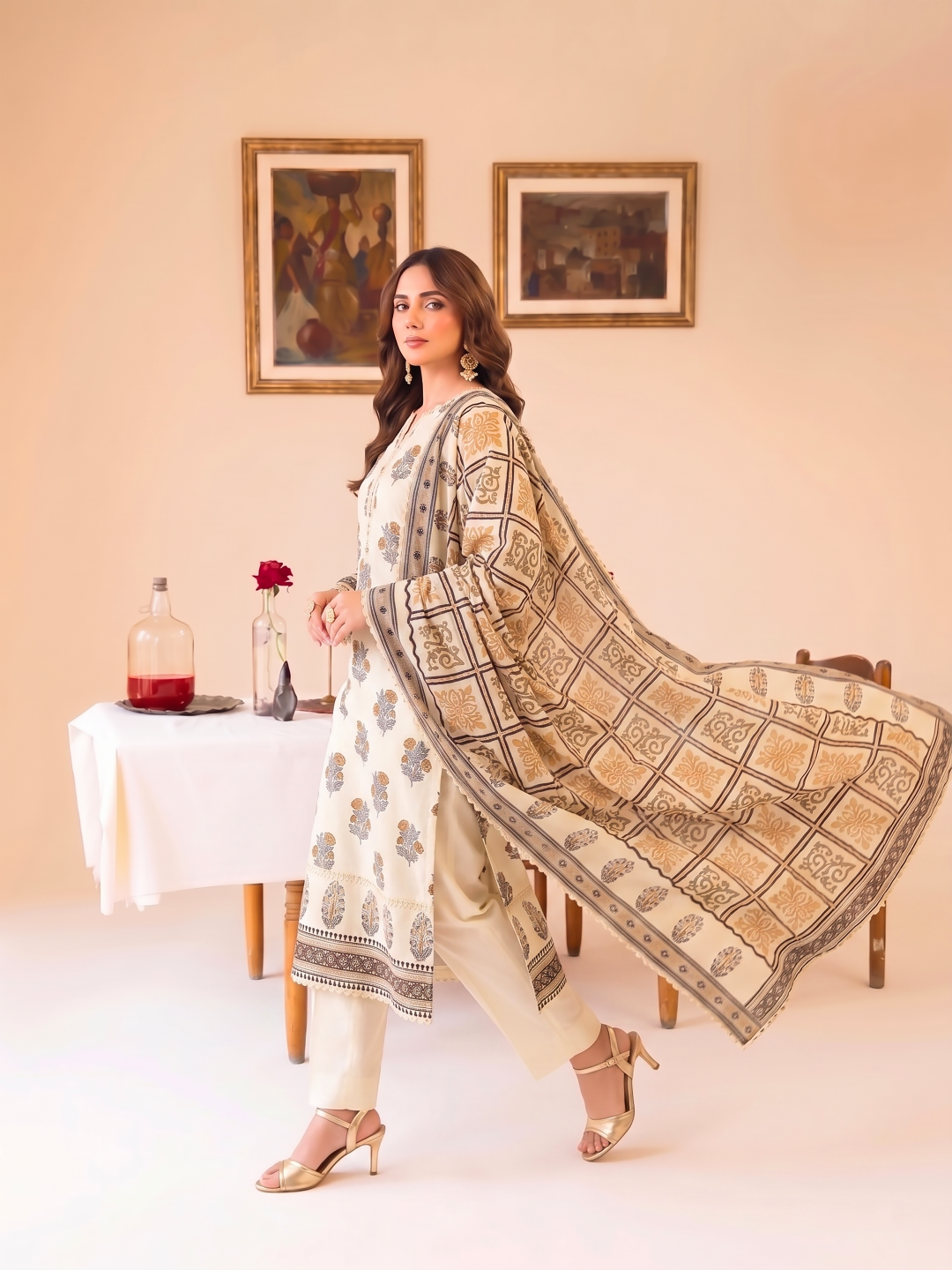 3 Pcs Lawn Unstitched Suit 574